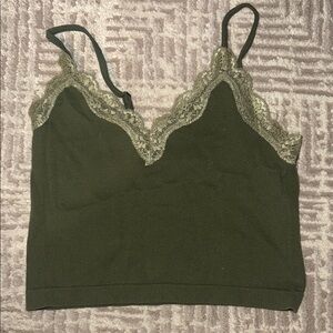 Wild Fable Olive Green Cami with Lace Detail